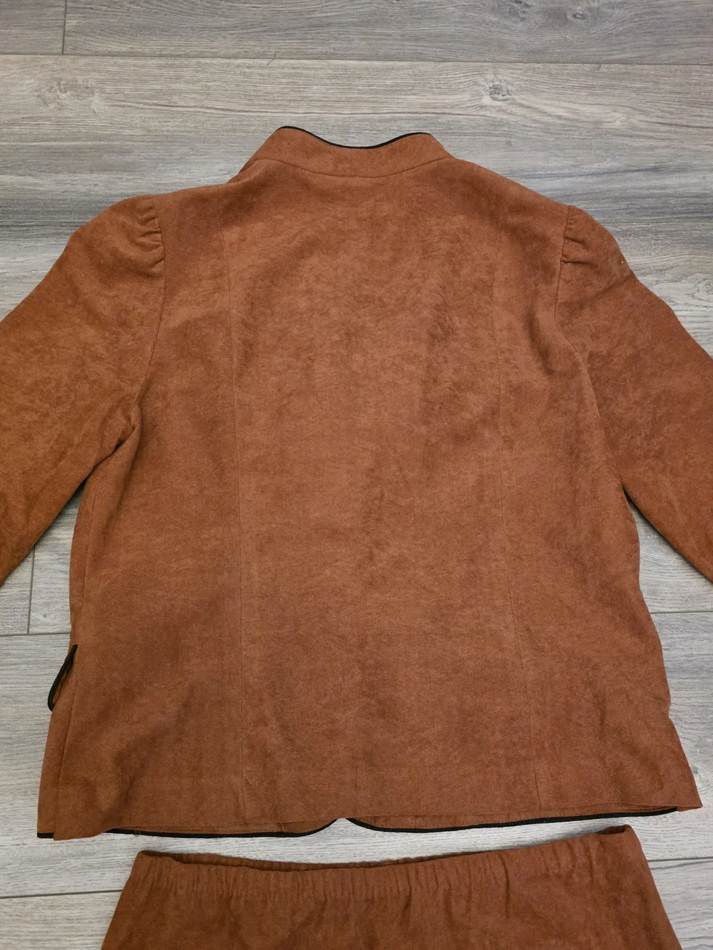 Rust Two-Piece Skirt Set with Buttoned Jacket